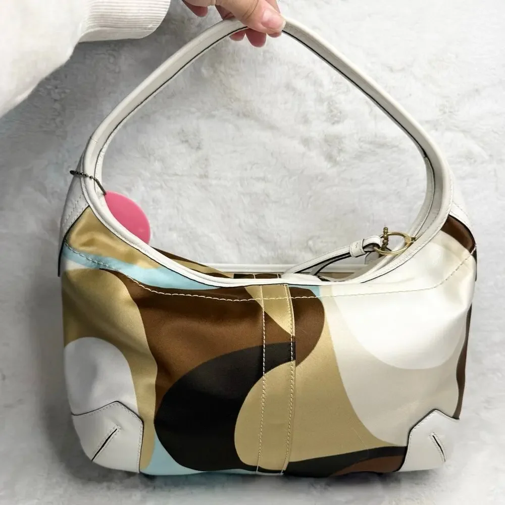 Vintage COACH y2k ERGO 10781 Multi-color Print White Bag Hobo Shoulder Purse